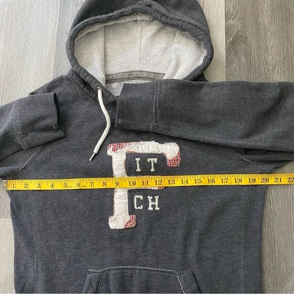 Abercrombie & Fitch Hoodie Gray Red Plaid Cream Large Retro - Picture 7 of 8